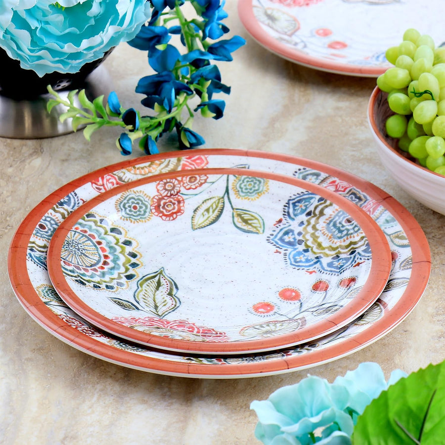 Elama Ester 12 Piece Melamine Dinnerware Set, Multicolored, Service for 4