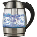 Brentwood KT-1960 1.8L Cordless Glass Electric Kettle with Tea Infuser - Silver, 1100W, Blue LED