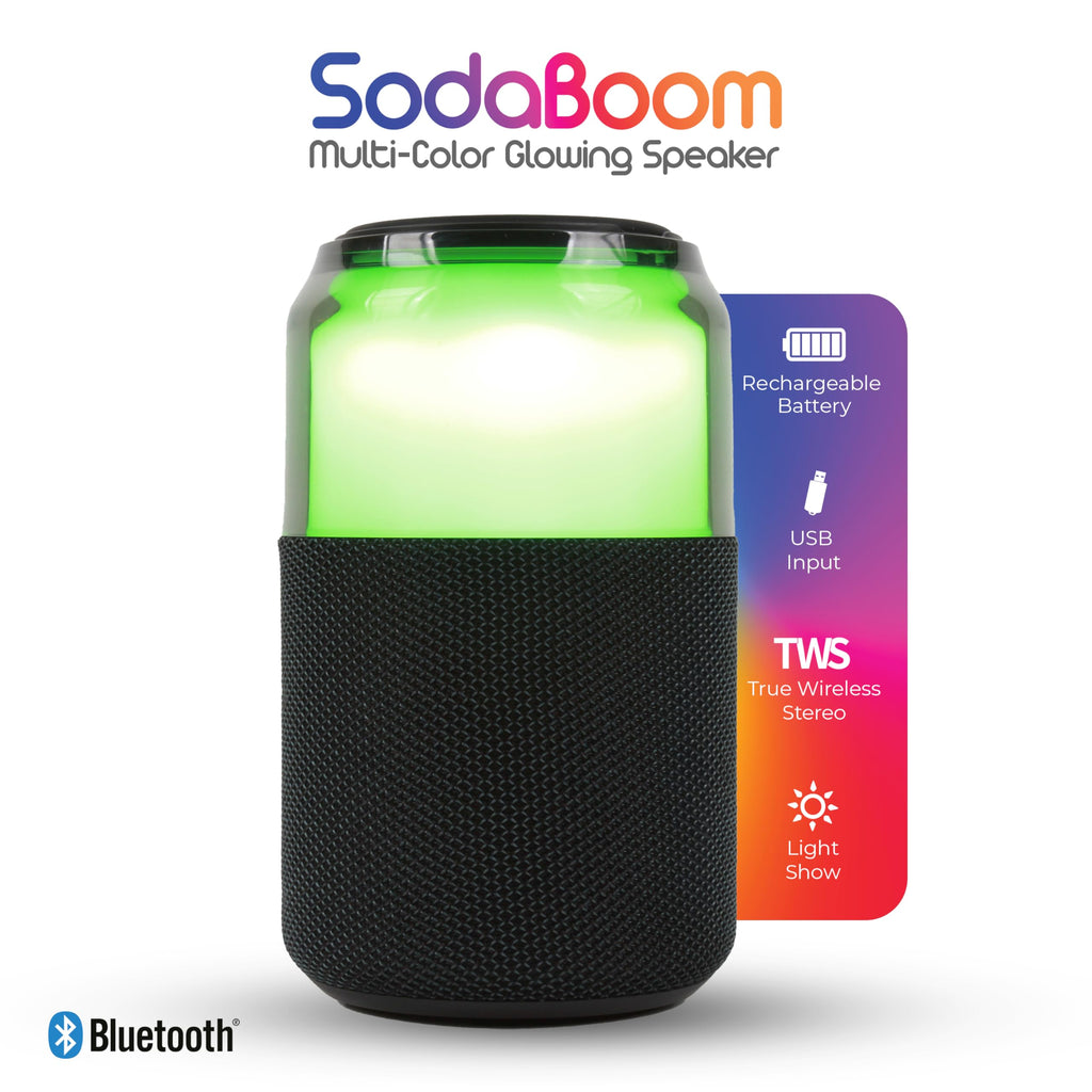 SuperSonic SodaBoom SC-2335BT Bluetooth 5.4 LED Speaker - Black, 10W, TWS
