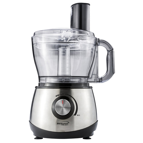Brentwood Select FP-581 8-Cup Food Processor — Stainless Steel Multi-Speed Chopper, Slicer & Shredder with Pulse, BPA-Free 1.9L Bowl