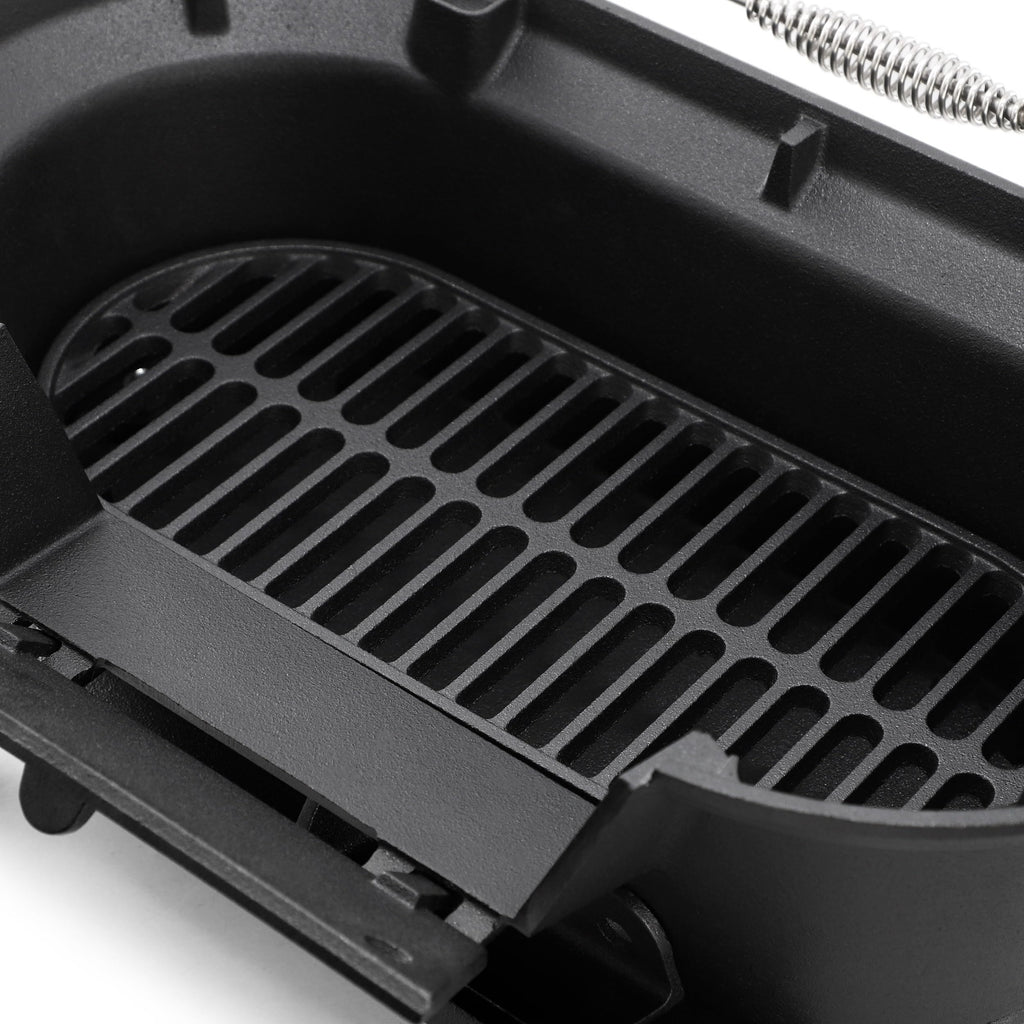 MegaChef Oval Cast Iron Portable Hibachi Charcoal Grill – Black Outdoor Tabletop BBQ for Camping & Tailgating
