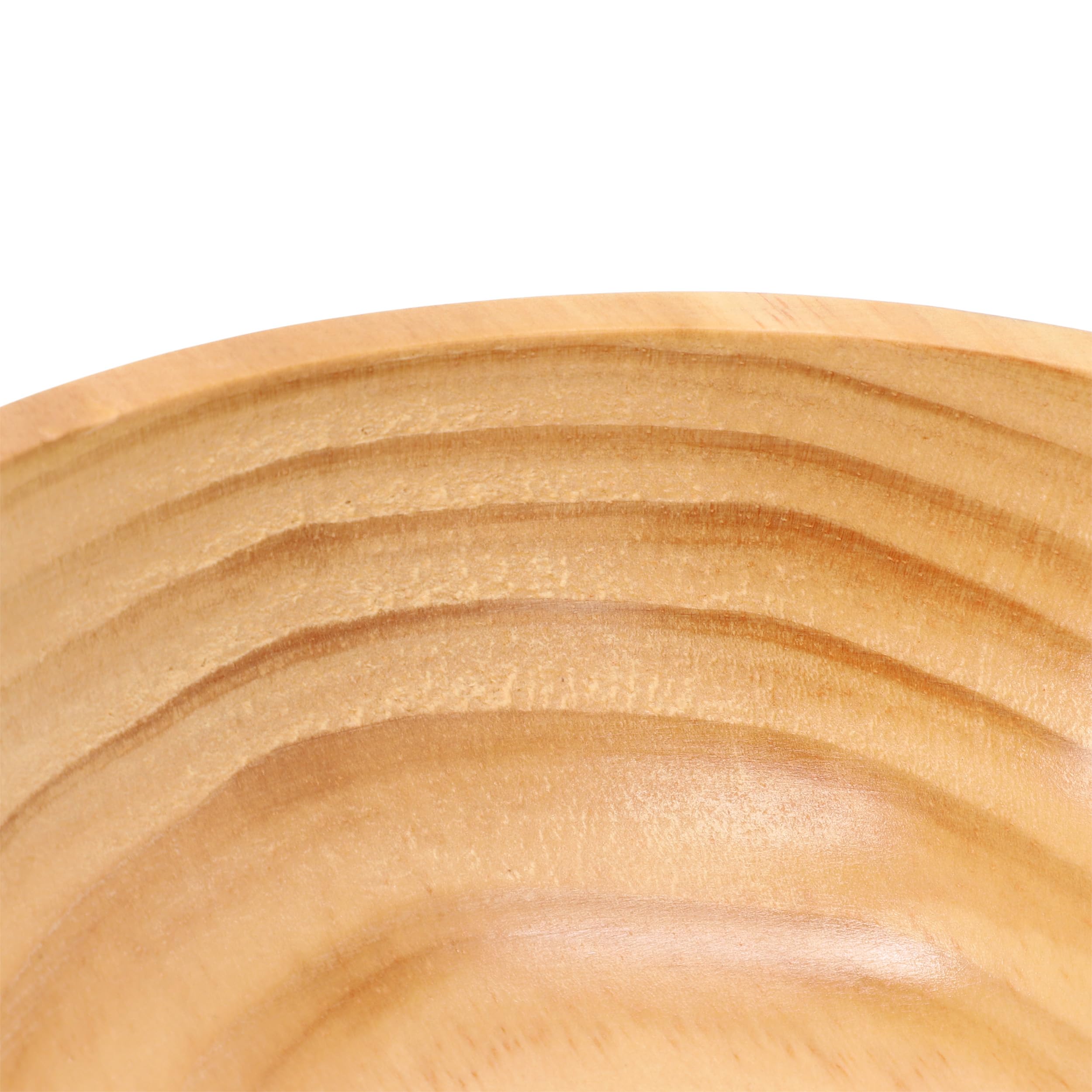 Elama 7" Natural Acacia Wood Salad Bowl Set – Light Brown Hardwood Serving Bowls for Salad, Soup, Snacks & Sides