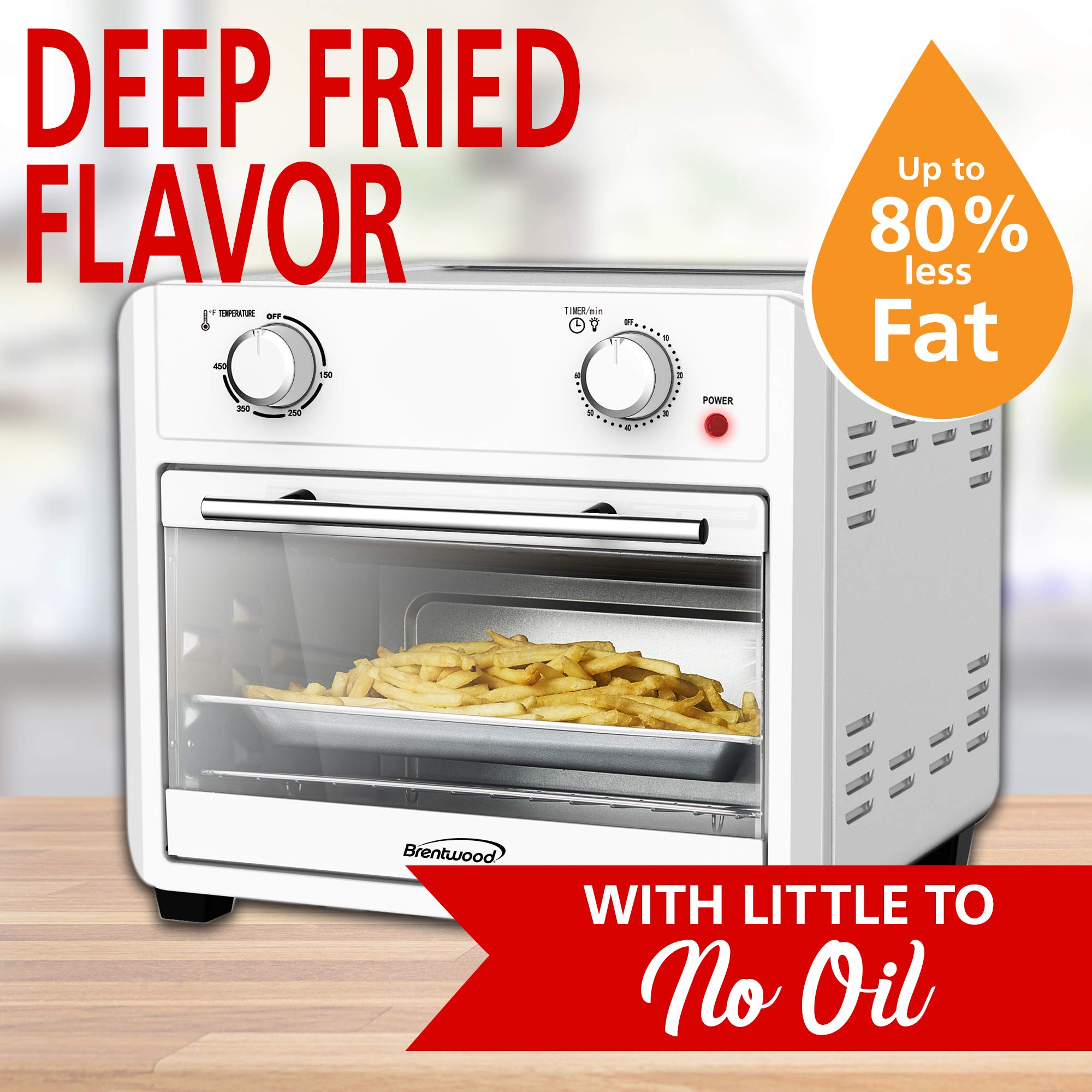 Brentwood 1700-Watt 24-Quart Convection Air Fryer Toaster Oven, Silver