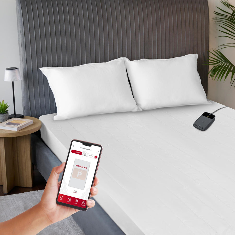 Sunbeam Wi-Fi Connected Heated Mattress Pad, Full, White