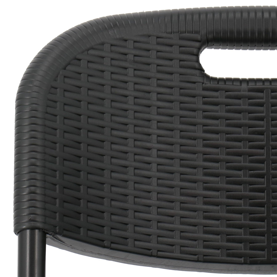 Elama 4-Piece Rattan Folding Dining Chairs, Black Resin Wicker, Indoor/Outdoor (Set of 4)