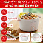 Brentwood HPS-3302W 3 Liter Multi-Function Electric Hot Pot Cooker - White, Ceramic Non-Stick with Stainless Steel Steamer Tray