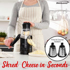 Brentwood KA-5060BK Rotary Cheese Grater & Slicer with 3 Stainless Drum Blades, Black
