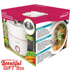 Brentwood 1.5-Liter Multi-Function Electric Hot Pot Cooker with Steamer, White