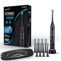SuperSonic Sonic Zoom Advance Rechargeable Sonic Toothbrush – Black, 40,000 VPM with 5 Modes, 8 Brush Heads & Travel Case