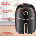 Brentwood 2-Quart Small Electric Air Fryer with Timer and Temperature Control, Black