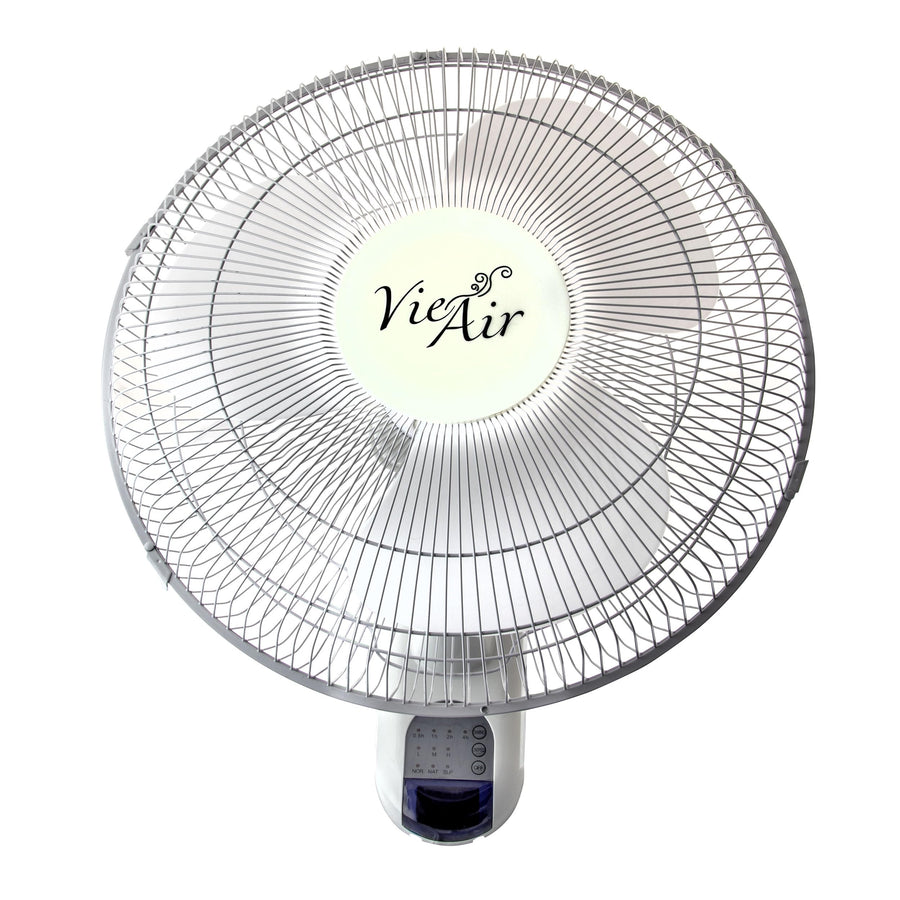 Vie Air VA-16W 16 Inch Plastic Wall Fan with Remote Control, White, 3-Speed Oscillating