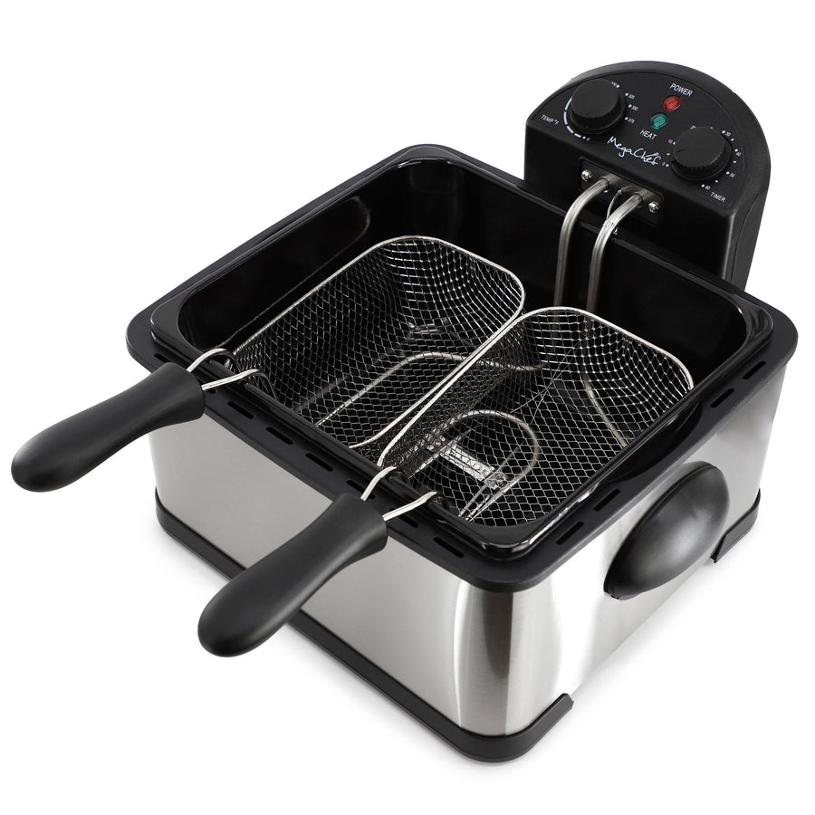 MegaChef 4.23 Quart Electric Oil Deep Fryer with Adjustable Temperature Control & Timer