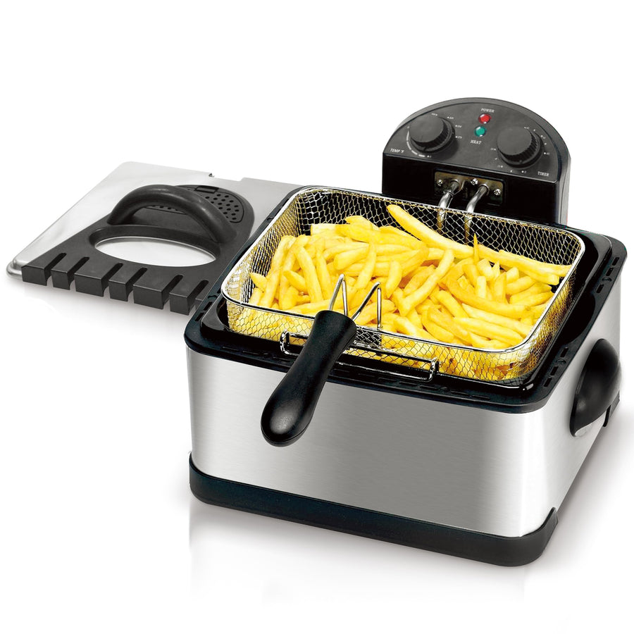 MegaChef 4.23 Quart Electric Oil Deep Fryer with Adjustable Temperature Control & Timer
