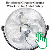 Optimus F-4205 20-Inch 3-Speed Industrial-Grade High-Velocity Oscillating Stand Fan, Chrome Grill