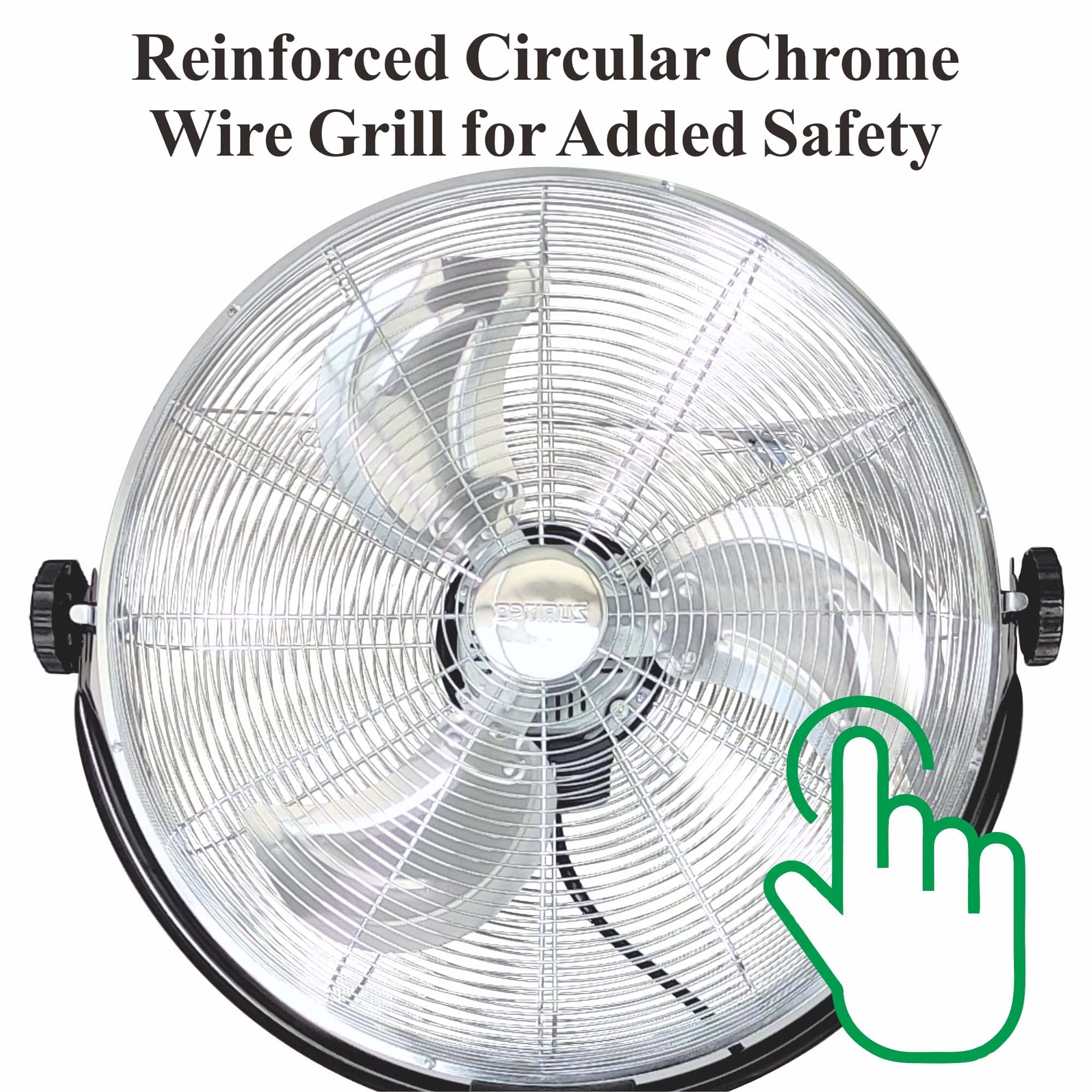 Optimus F-4205 20-Inch 3-Speed Industrial-Grade High-Velocity Oscillating Stand Fan, Chrome Grill
