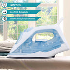 Brentwood 1200-Watt Lightweight Nonstick Steam Iron with 8-Foot Cord, White