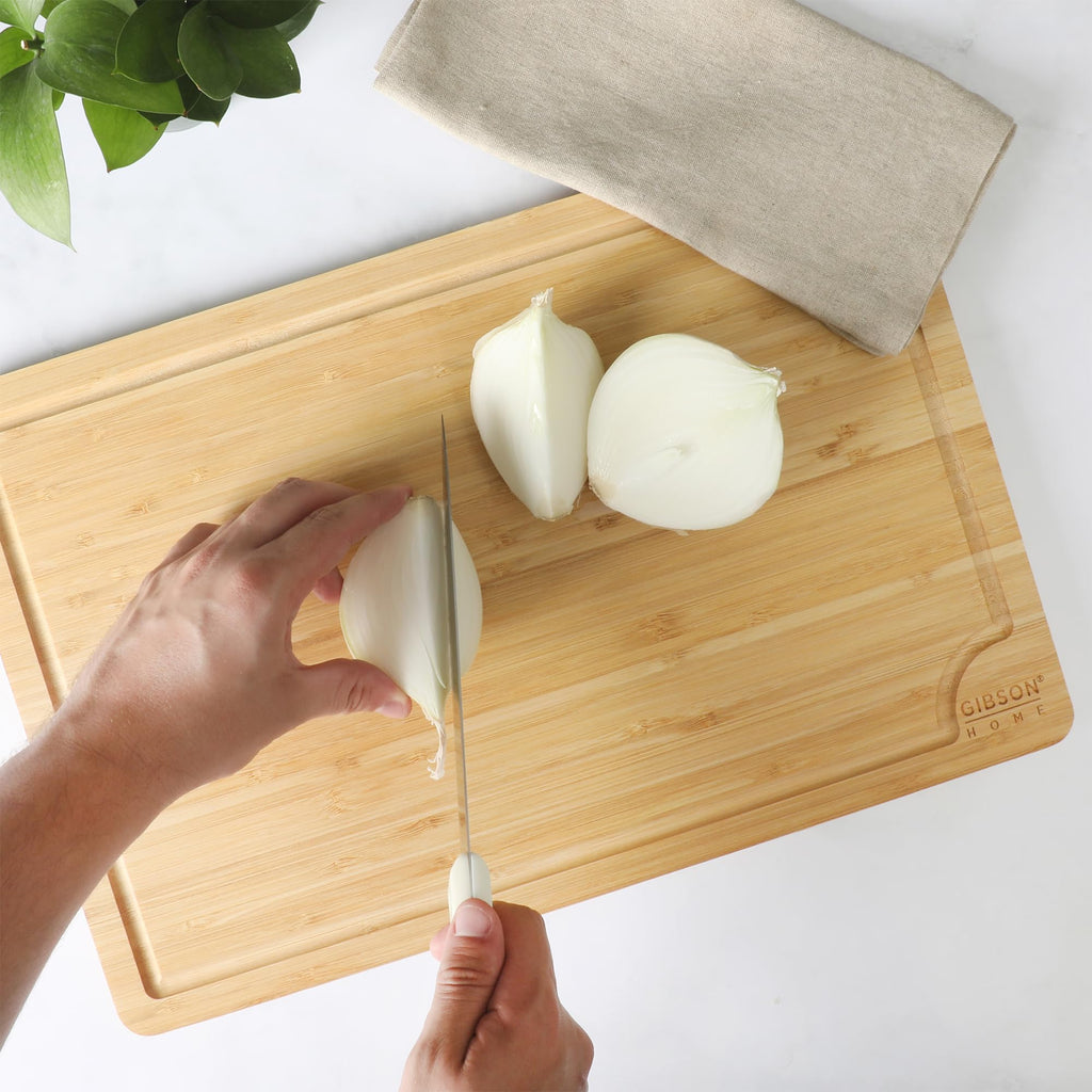 Gibson Home Forestview 18" x 12" Bamboo Cutting Board with Juice Grooves