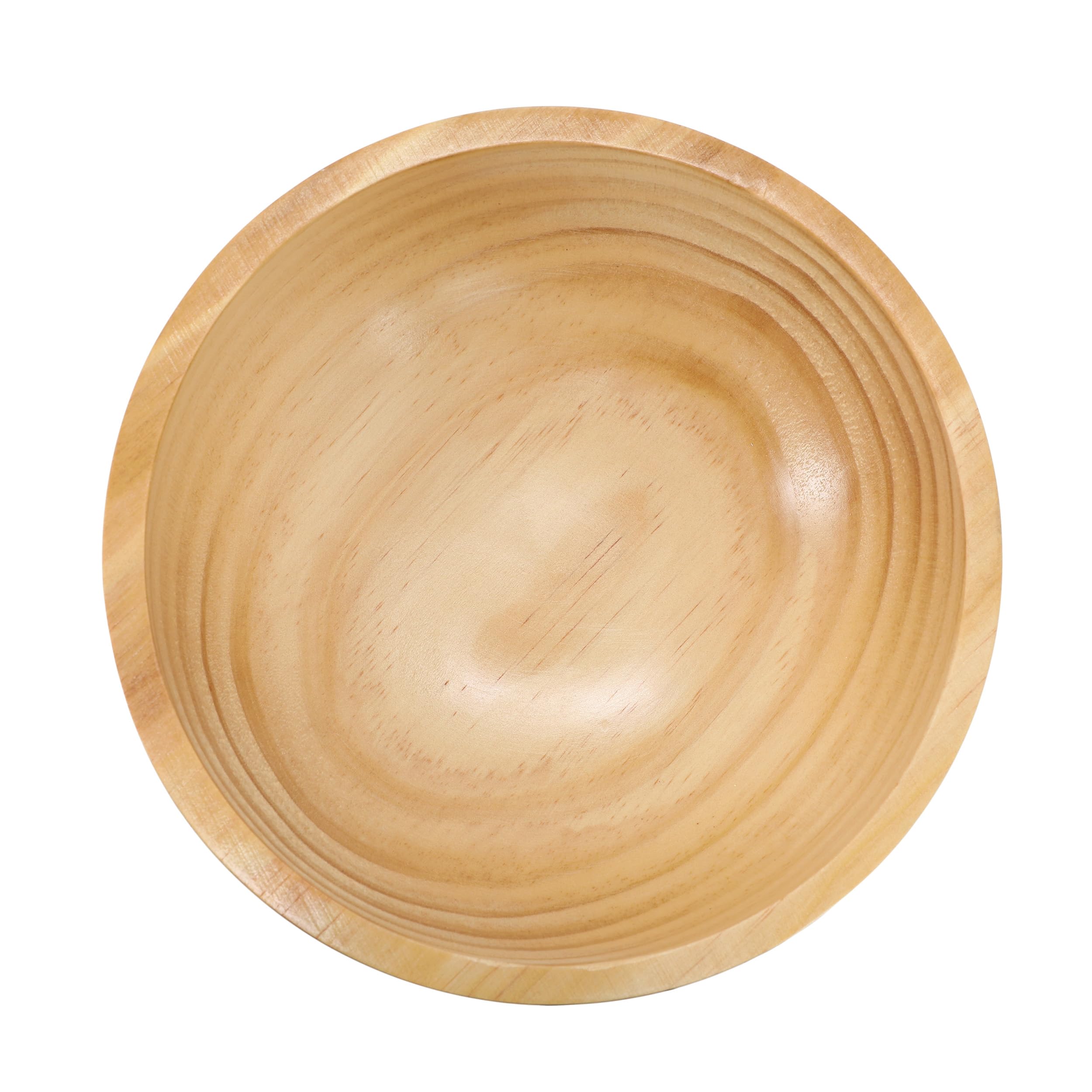 Elama 7" Natural Acacia Wood Salad Bowl Set – Light Brown Hardwood Serving Bowls for Salad, Soup, Snacks & Sides