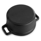 MegaChef 8 oz Pre-Seasoned Cast Iron Mini Dutch Oven with Birch Wood Serving Tray