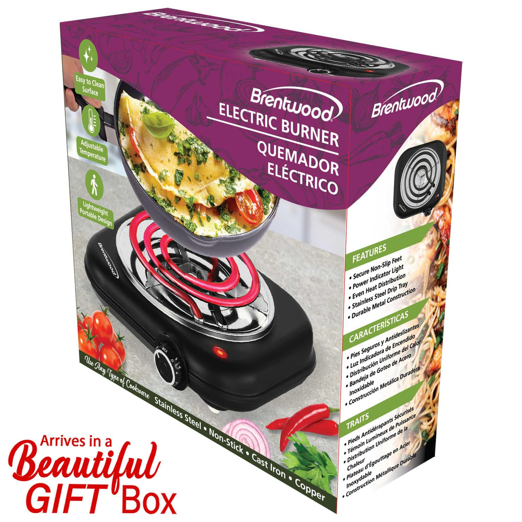 Brentwood 1100-Watt Single Coiled Countertop Electric Burner, Black