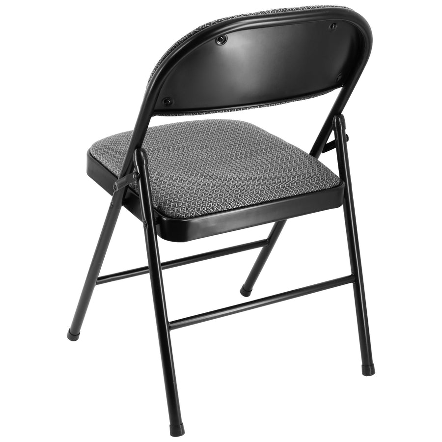 Elama 4-Piece Metal Folding Dinner Chairs, Padded Seats & Carry Handle, Indoor/Outdoor, Gray (Set of 4)