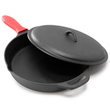 Megachef 12-Inch Pre-Seasoned Cast Iron Skillet with Solid Cast Iron Lid