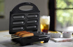 Brentwood TS-601S Non-Stick 6-Cavity Mini Corn Dog Maker — Stainless Steel Electric Snack Iron with Cool-Touch Handle, 1200W, Indicator Lights