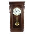 Bedford Clock Collection Chestnut Chiming Pendulum Wall Clock – Quartz Westminster Chimes, Golden Accents with Swinging Pendulum & Metal Dial