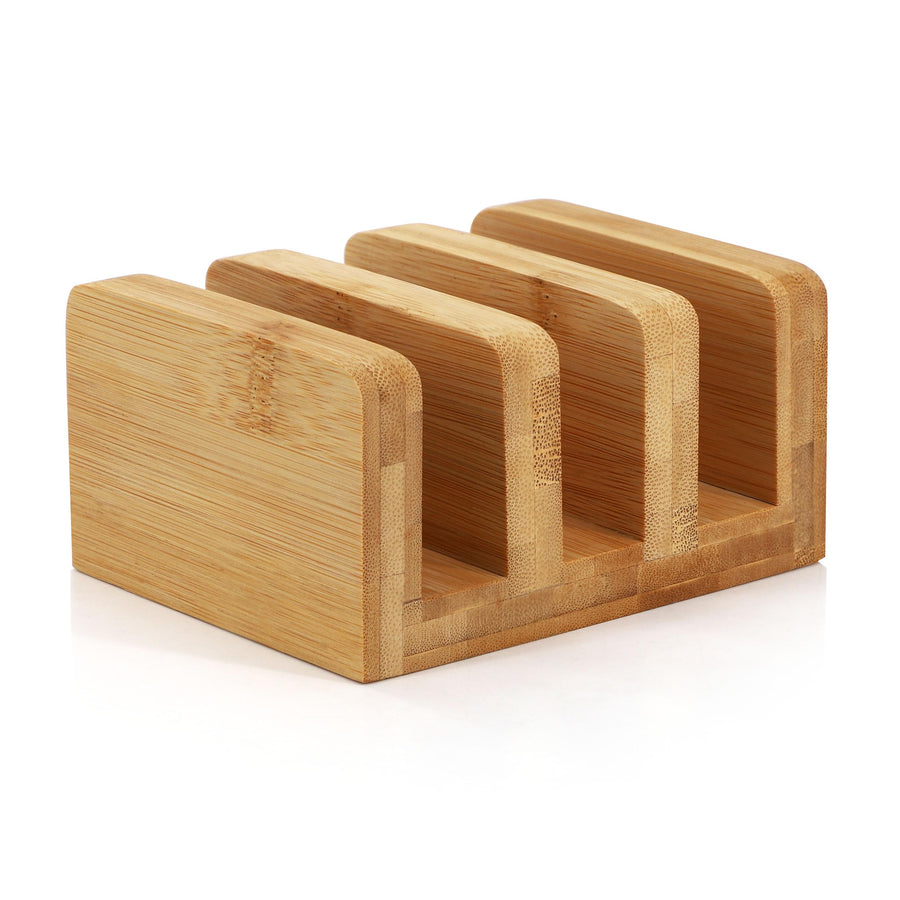 Elama 3 Piece Natural Bamboo Cutting Board Set with Upright Storage Base