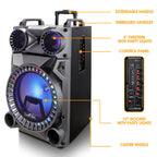beFree Sound 12" Rechargeable Bluetooth Party Speaker with LED Lights, FM Radio, USB/TF, Wireless Mic