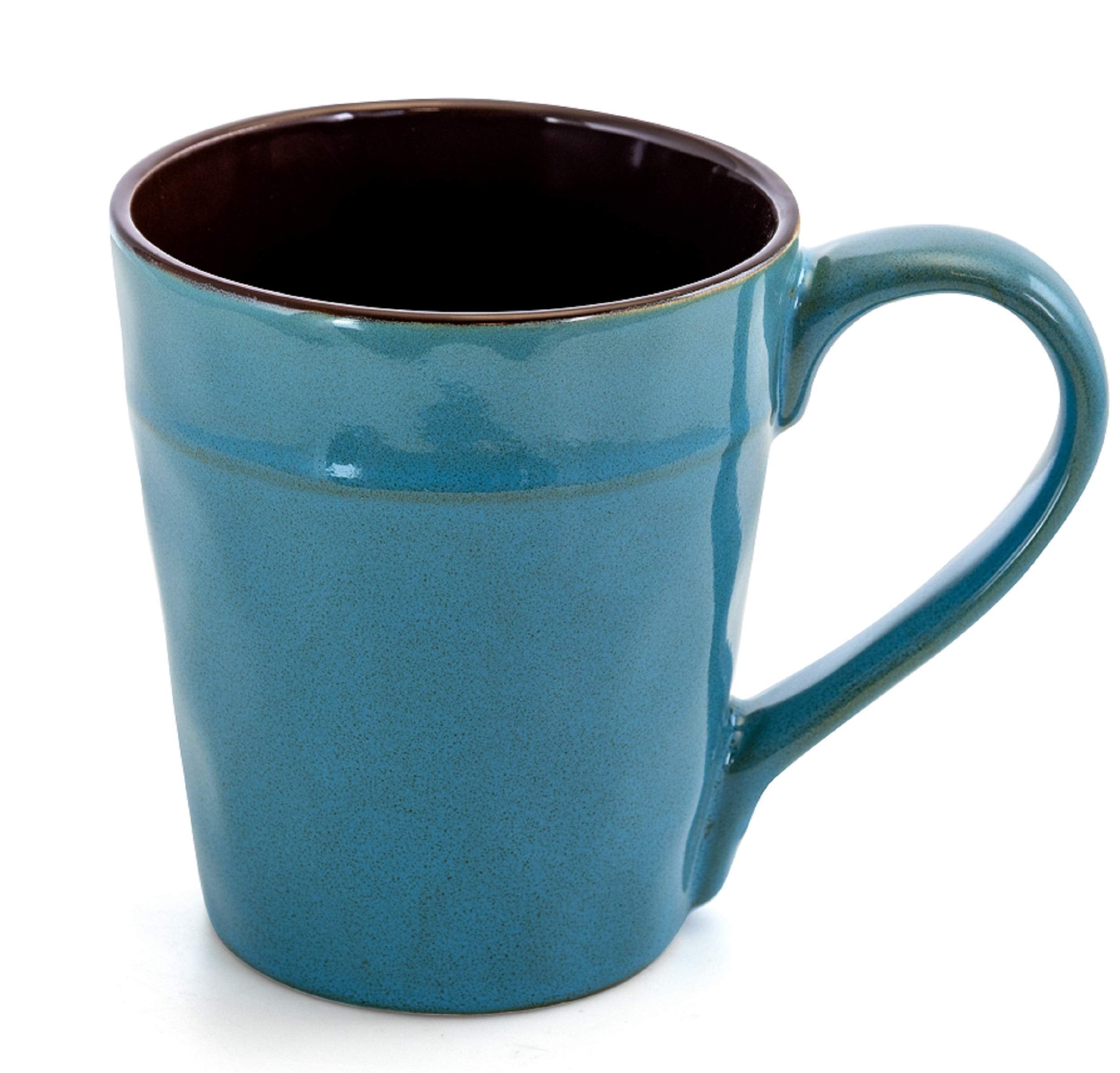 Elama Sea Glass 16-Piece Round Stoneware Dinnerware Set – Turquoise Coastal Service for 4