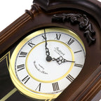 Bedford Clock Collection Noah 22" Chestnut Wood Chiming Pendulum Wall Clock – Quartz Westminster Chimes with Roman Numeral Dial & Swinging Pendulum