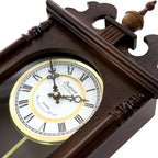 Bedford Clock Collection Leo 21" Chestnut Wood Chiming Pendulum Wall Clock – Quartz Westminster Chimes with Swinging Pendulum & Roman Numeral Dial