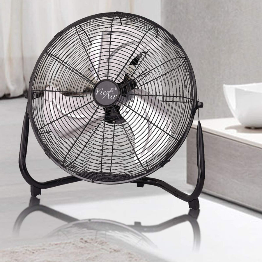 Vie Air 14 Inch Twin Pack Industrial High Velocity All-Metal Floor Fan, 3 Speeds, Black