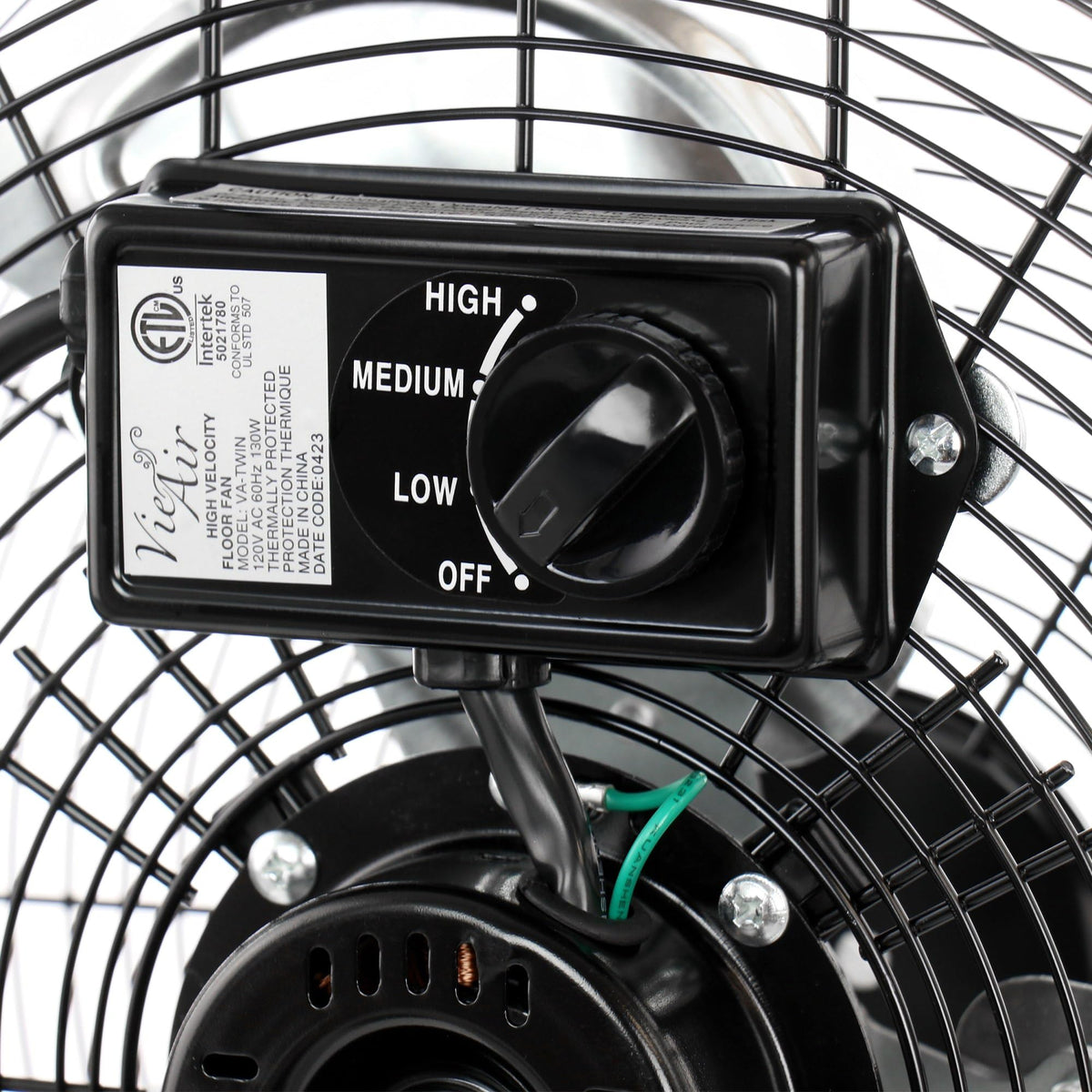 Vie Air 20 Inch Twin Pack Industrial High-Velocity Tilting Metal Floor Fans, 3-Speed, Black (2 Fans)