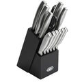 Oster Edgefield 14-Piece Stainless Steel Cutlery Set with Black Block – Chef, Santoku, Steak Knives & Shears