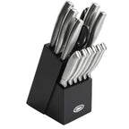 Oster Edgefield 14-Piece Stainless Steel Cutlery Set with Black Block – Chef, Santoku, Steak Knives & Shears