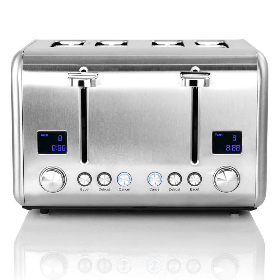 MegaChef 4 Slice Extra-Wide Slot Toaster, Stainless Steel