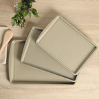 Gibson Home Lyneham 3-Piece Carbon Steel Nonstick Cookie Sheet Set – Champagne Gold, Warp-Resistant, Oven Safe to 410 Degrees