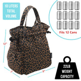Brentwood 10L Insulated Canvas Lunch Tote Cooler Bag, Leopard Brown