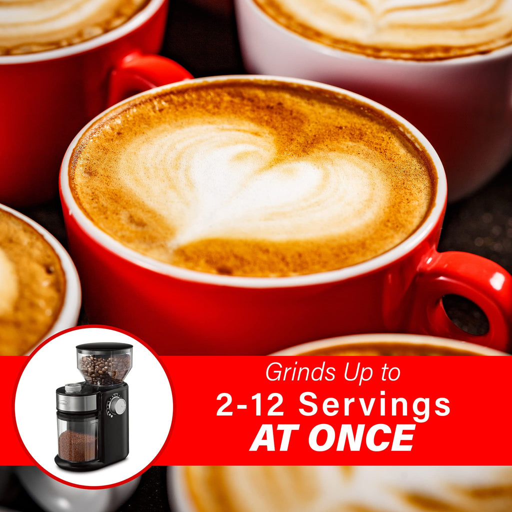 Brentwood CG-2021BK Automatic Burr Coffee Grinder - 8 oz Hopper, 18 Grind Settings, Black