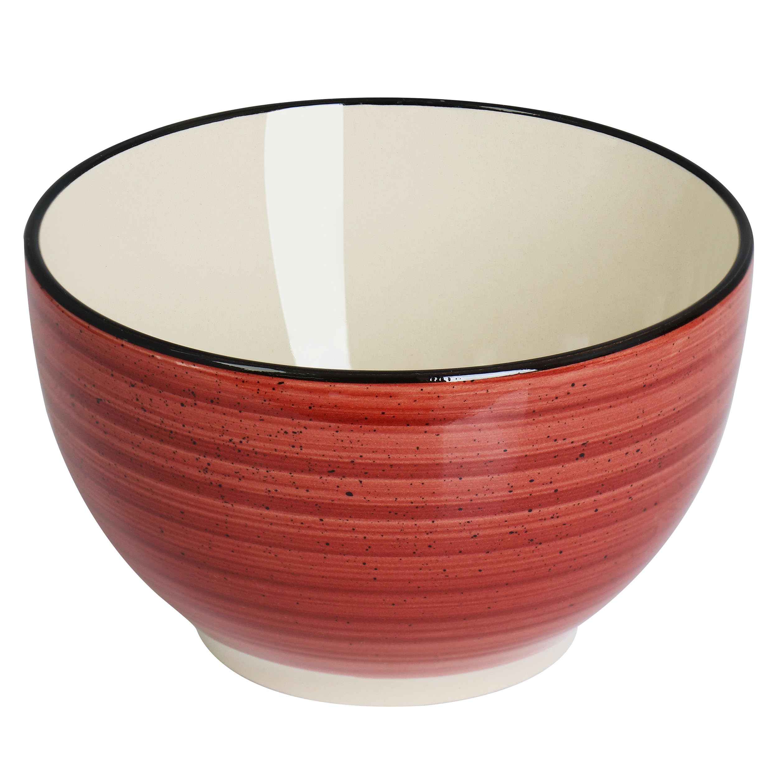 Elama Gia 24-Piece Stoneware Dinnerware Set – Red, Service for 6 with Plates, Soup Bowls & Cereal Bowls (Microwave & Dishwasher Safe)