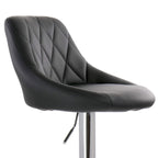 Elama Diamond Stitched Faux Leather Adjustable Bar Stool Set of 2 – Black with Chrome Swivel Base
