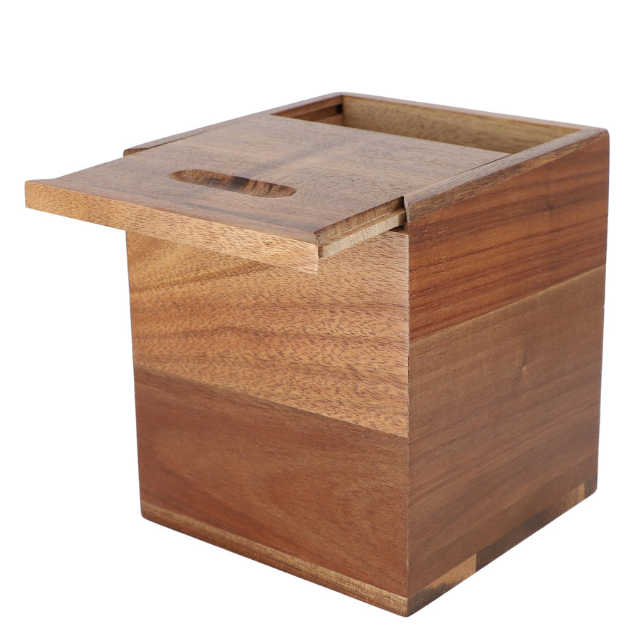 Elama Acacia Wood Square 5.5 Inch Tissue Box Holder, Decorative Cube Tissue Cover