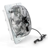 Vie Air 12 Inch Aluminum Shutter Exhaust Fan with Power Cord, Wall-Mount Ventilation, Silver