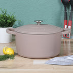 Crock-Pot Artisan 7-Quart European Round Enameled Cast Iron Dutch Oven – Matte Dusty Pink, Oven-Safe to 500°F