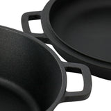 Megachef 10.5-Inch 2-in-1 Pre-Seasoned Cast Iron Skillet & Fry Pan Set