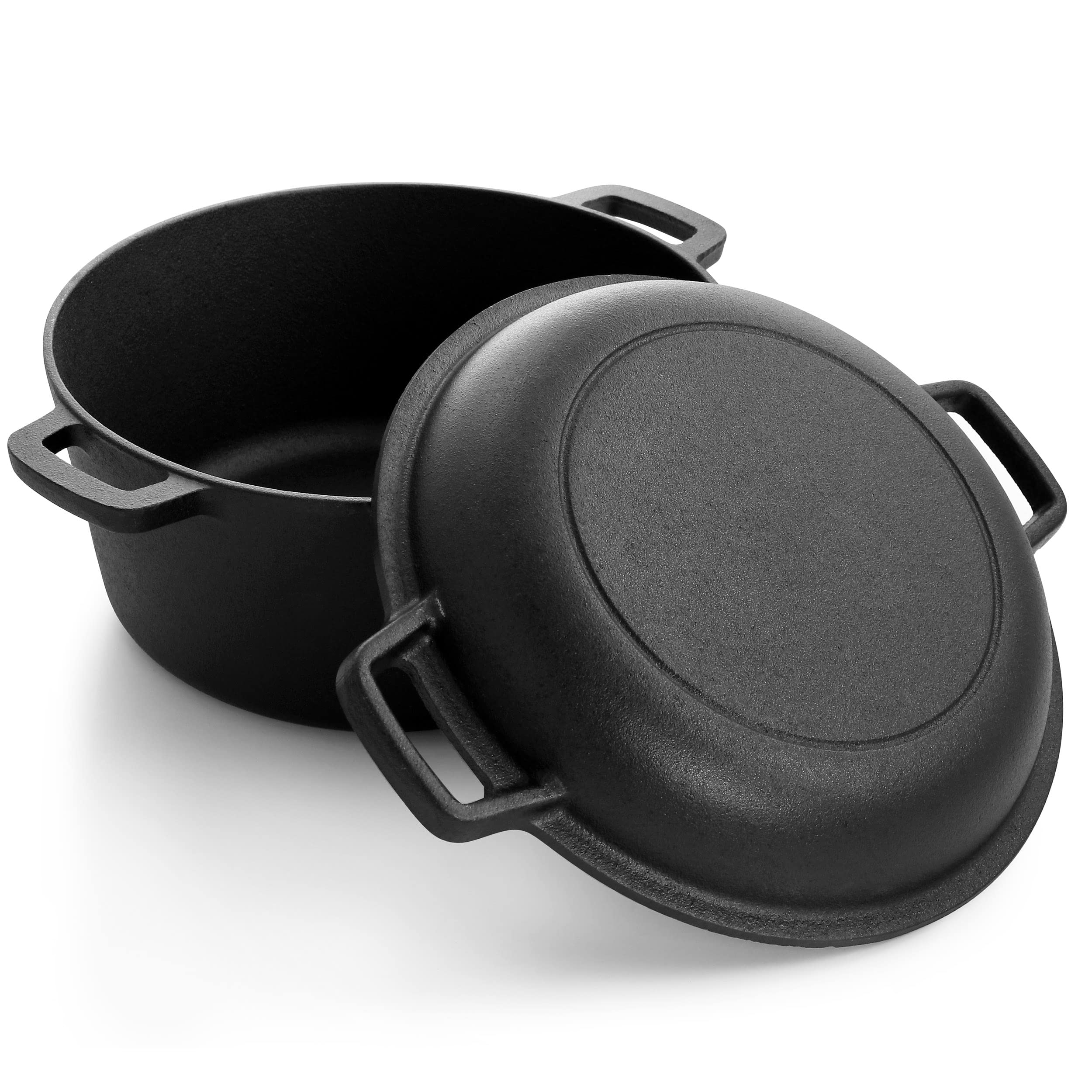 MegaChef 12-Piece Pre-Seasoned Cast Iron Cookware Set – Black & Red | Skillets, Dutch Oven & Accessories