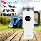 Brentwood GeoJug 40 oz Stainless Steel Insulated Tumbler with Handle and Straw, Cream