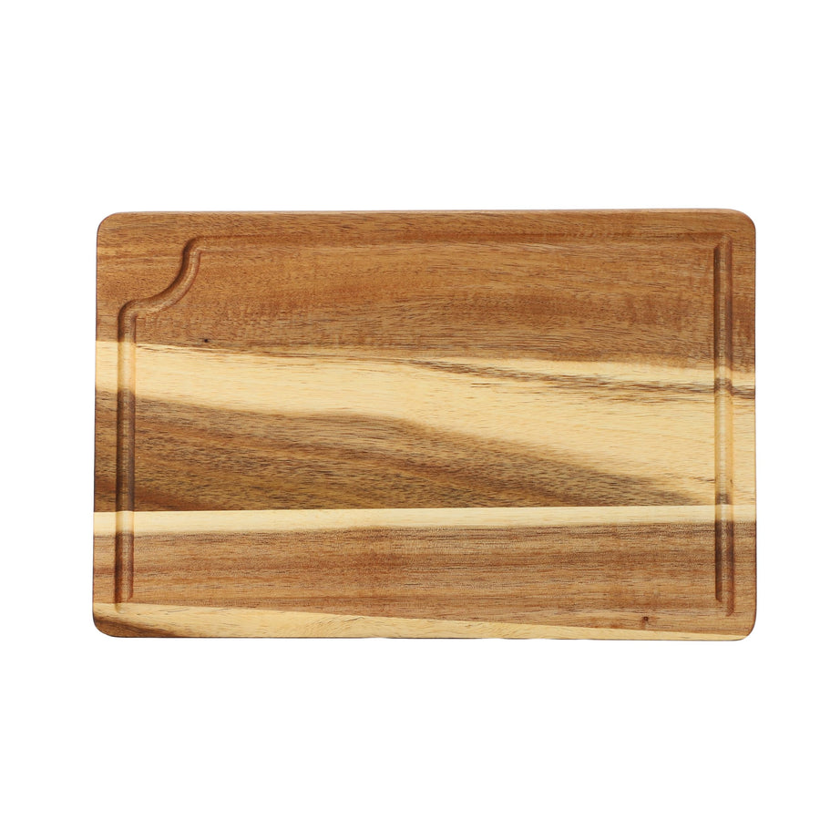 Elama MC-A106 3-Piece Acacia Wood Cutting Board Set, 15 x 10, 12 x 7.8 and 9.1 x 5.8 in, Natural, Juice Grooves, Hand Wash Only